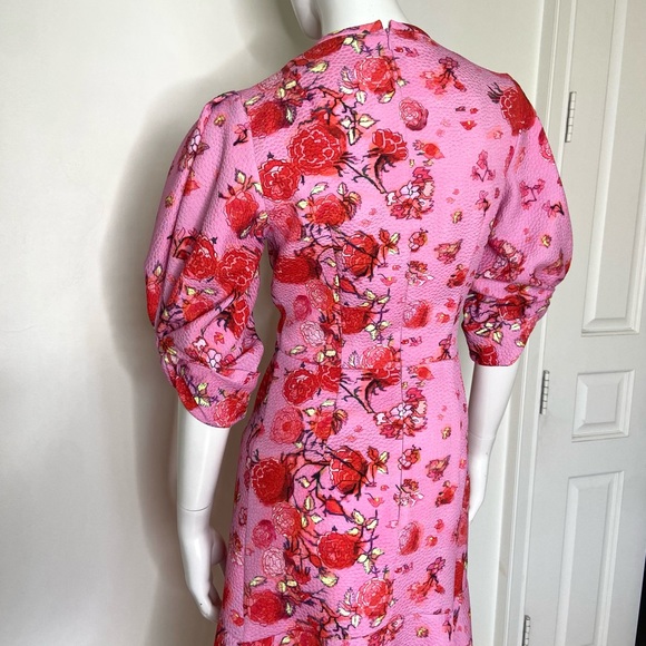 PETER PILOTTO Asymetrical Drop Waist Floral Dress Peony Size 8 Handkerchief Hem - Picture 5 of 13